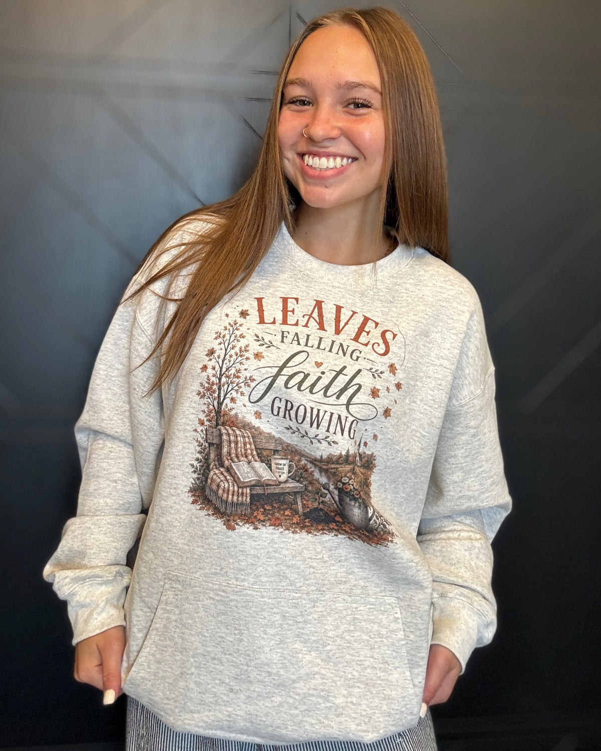 Faith Growing-Oatmeal Crewneck with Pockets