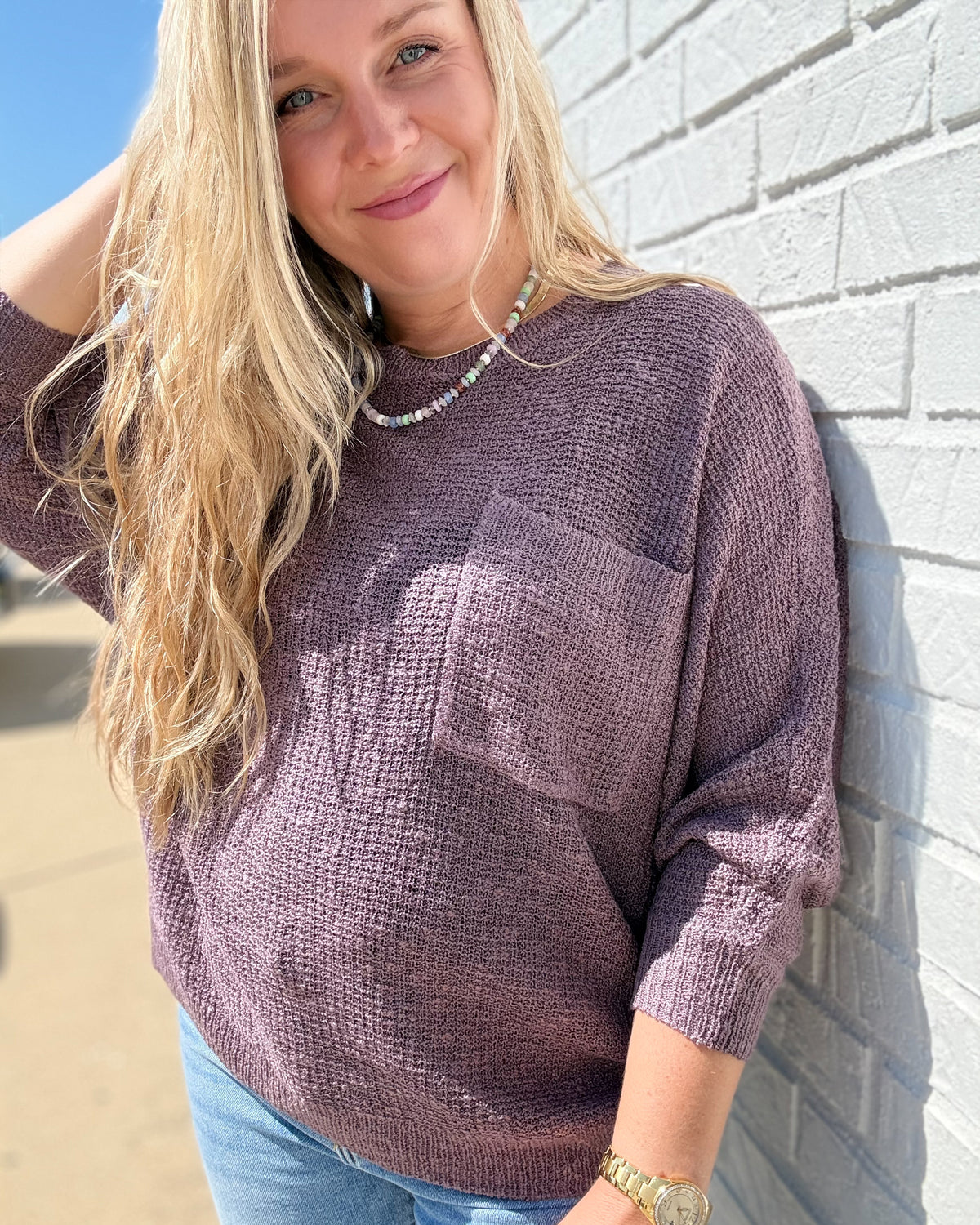 Dark Violet Ultra Soft Sweater With Front Pocket