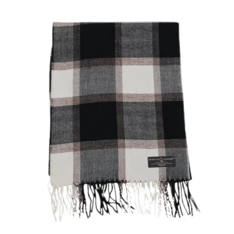 Plaid Cashmere Scarf - Black
