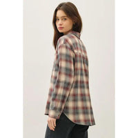 Classic Burgundy Grey Plaid Shirt