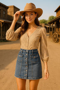 Button Down Denim Skirt