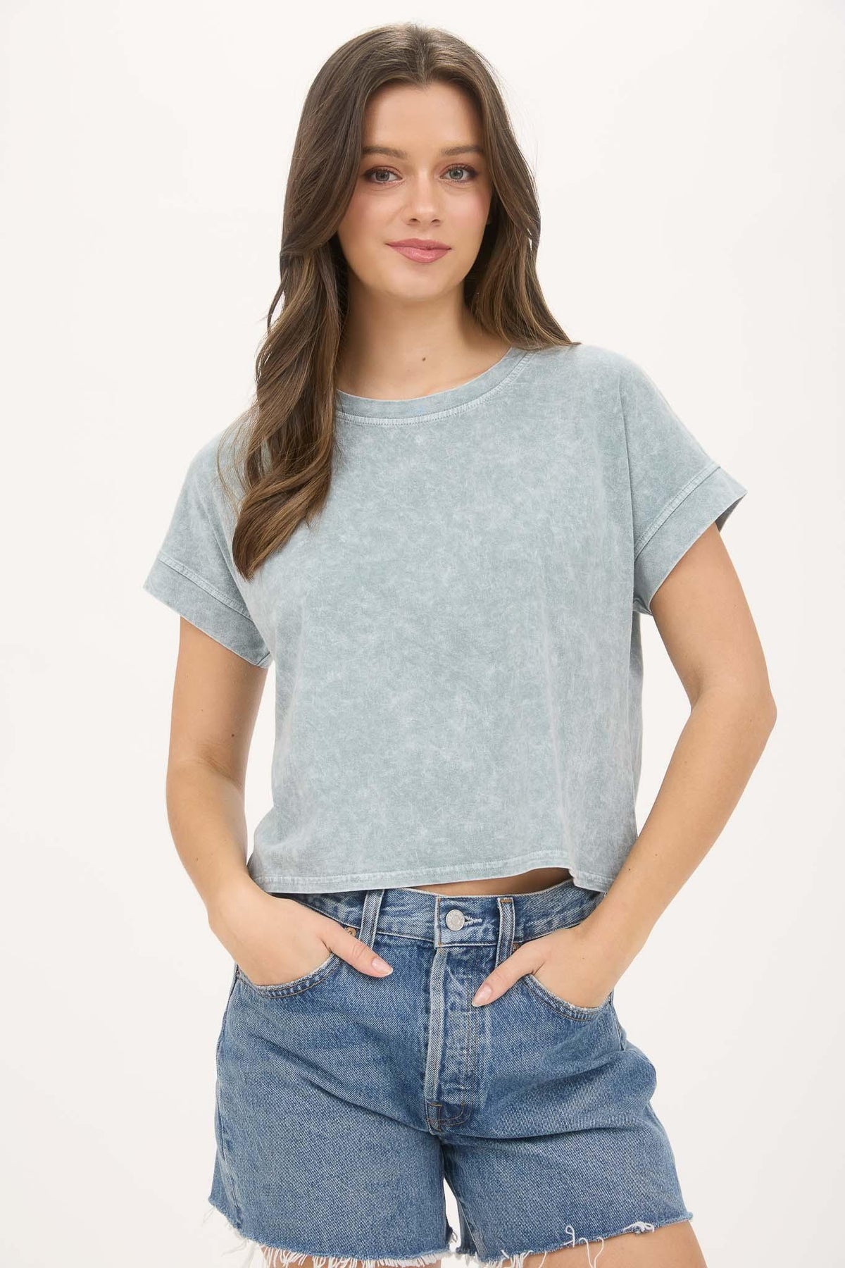 Extended Shoulder Short Sleeve Top