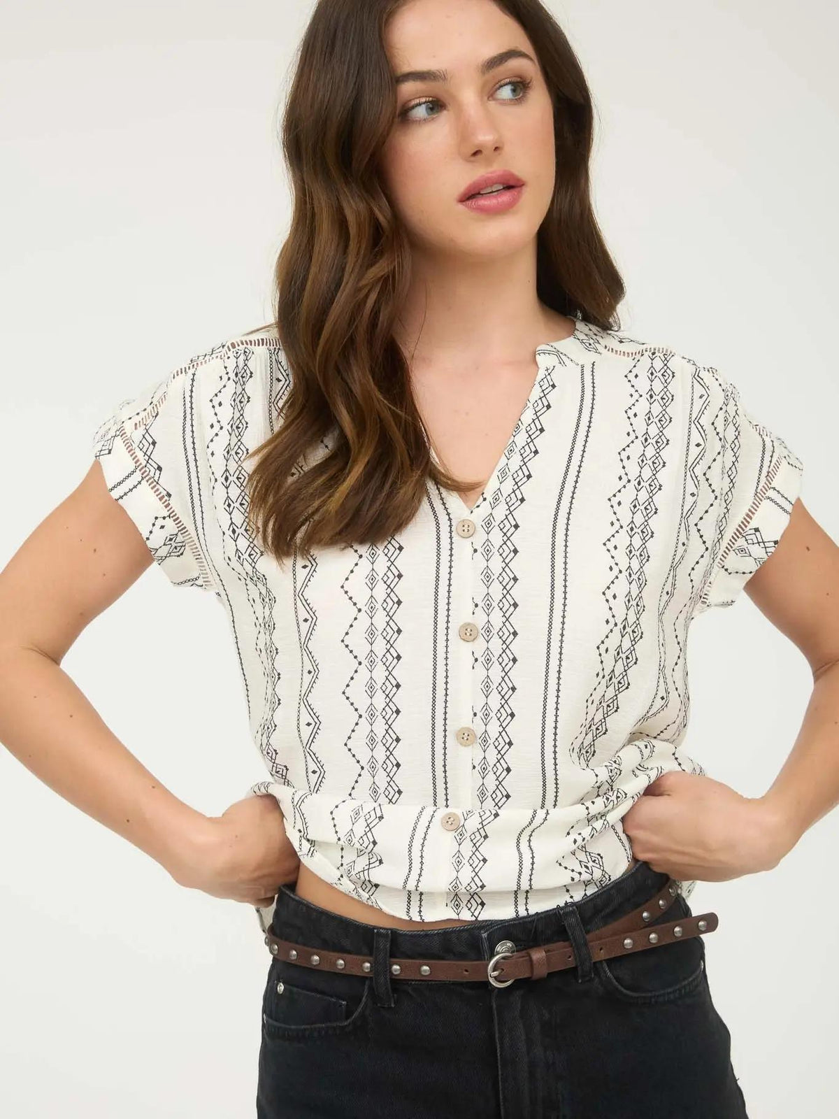 Geo Pattern Button Down - Black