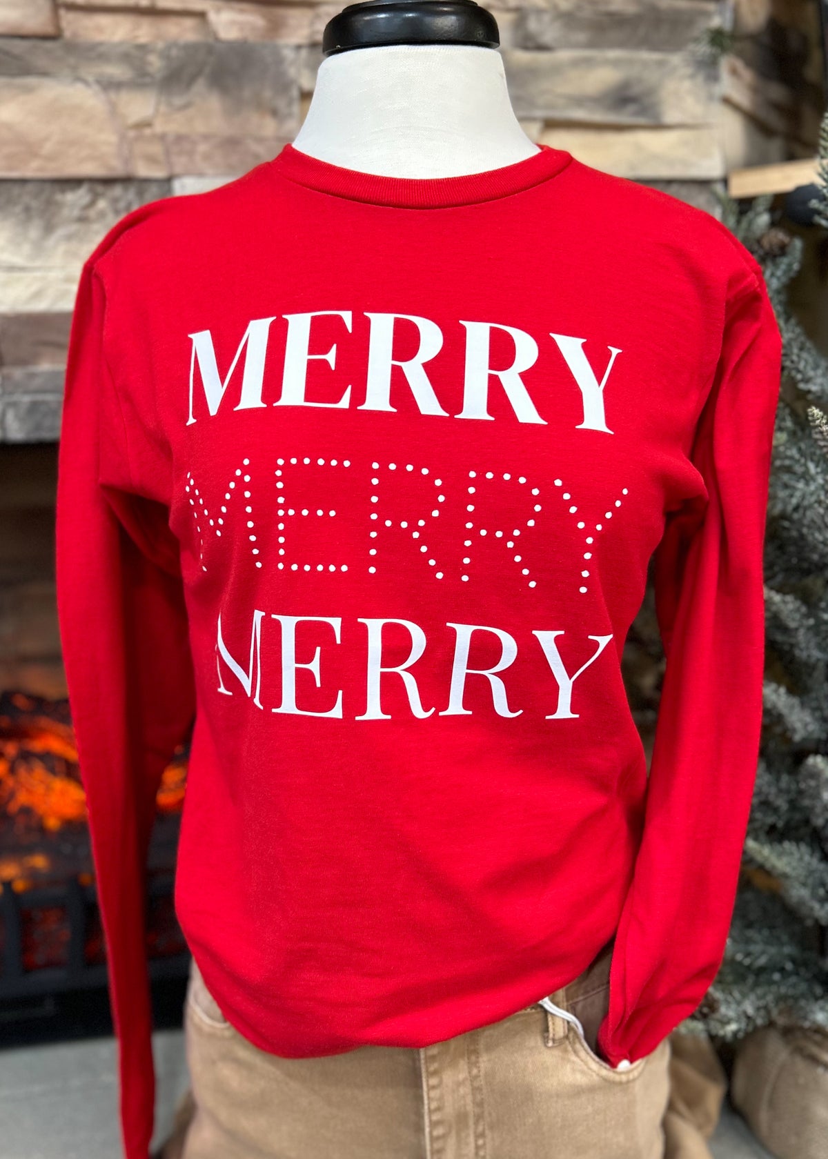 Red Merry Long Sleeve Tee