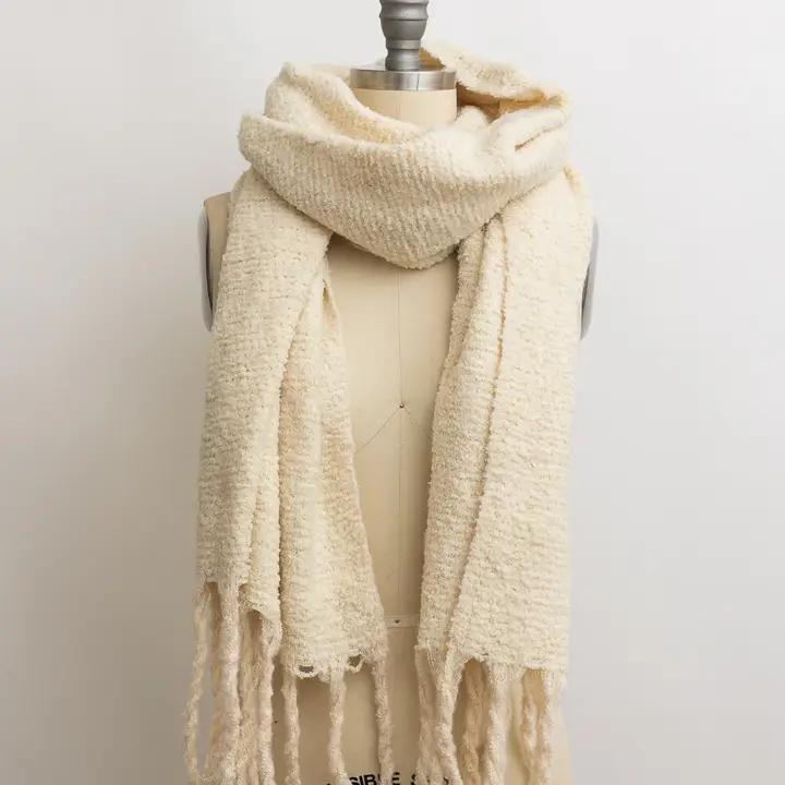 Knit Scarf w/ Tassels - Ivory