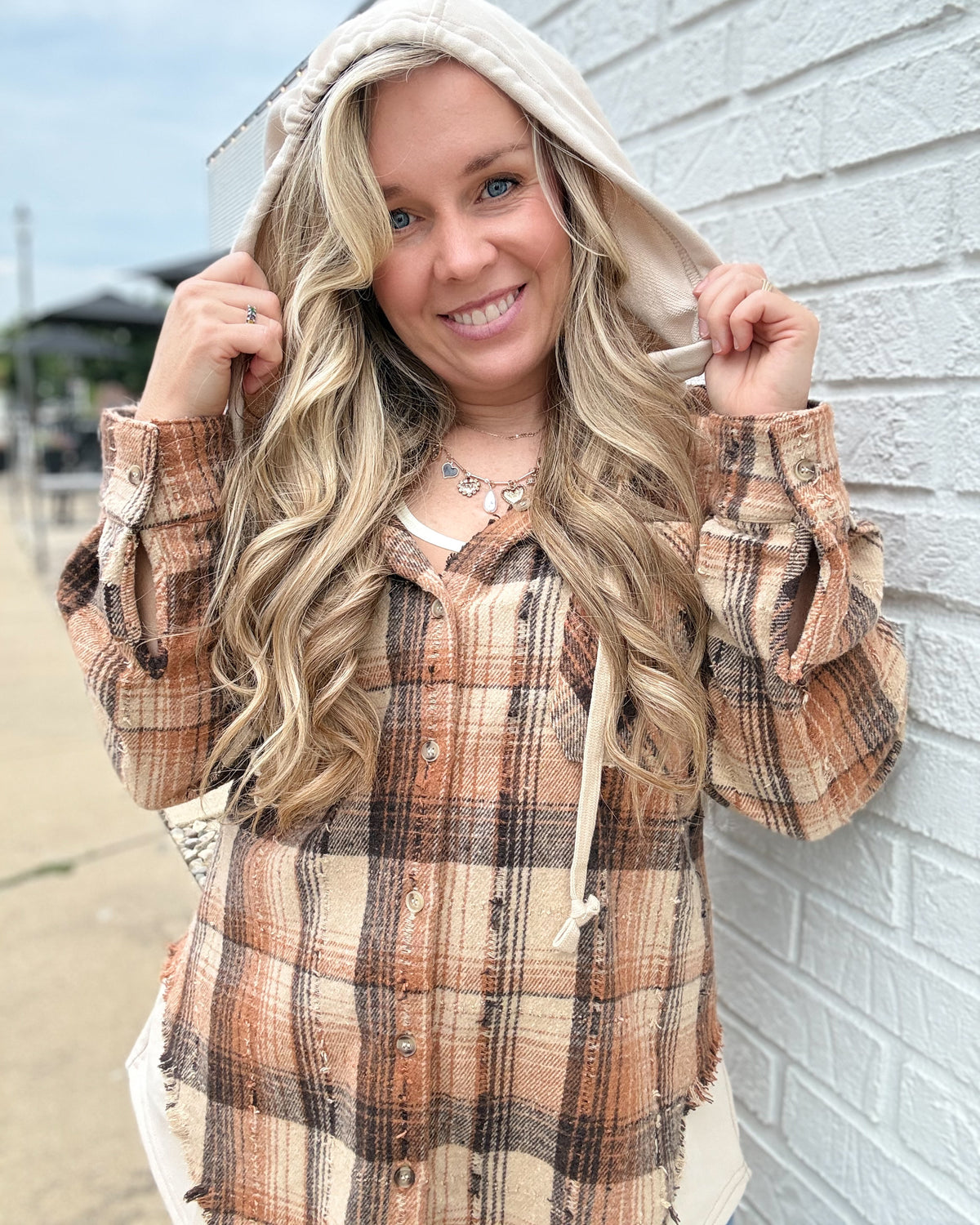 Caramel Mix Oversized Button Down Jacket