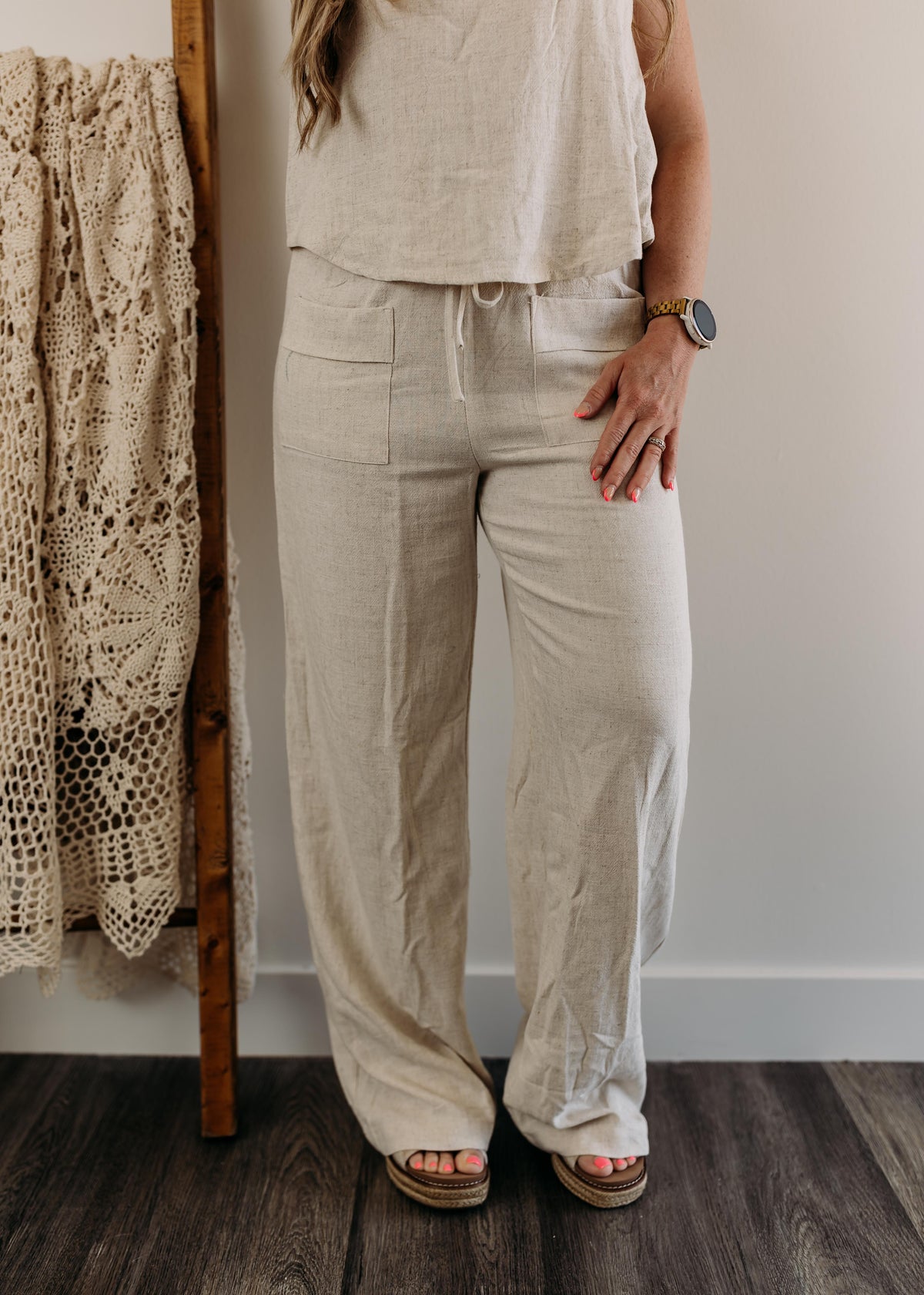 Front Pocket Linen Lounge Pants