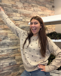 Cozy Dotted Knit Crewneck-Oatmeal