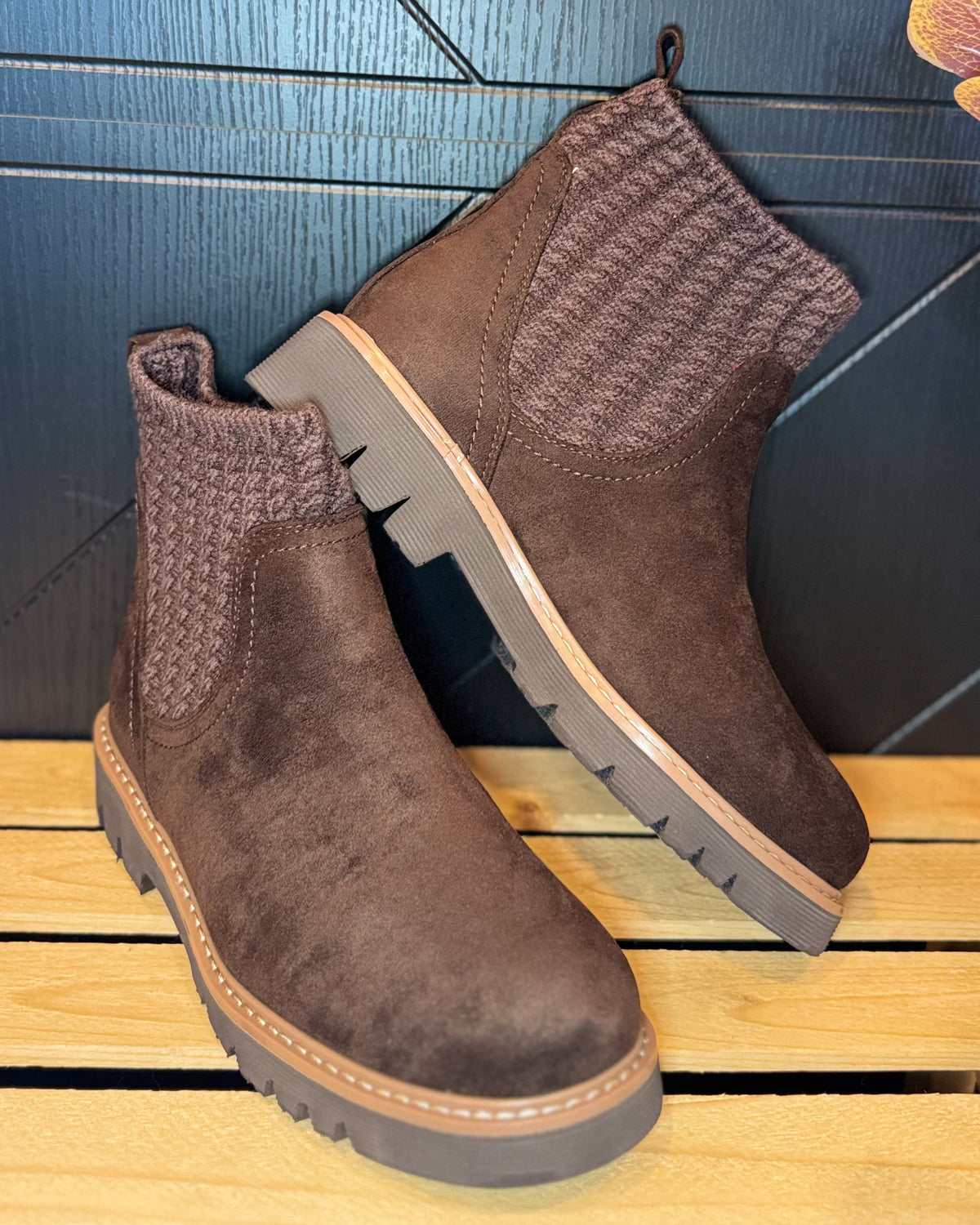 Corky's Keep Me Warm-Chocolate Faux Suede