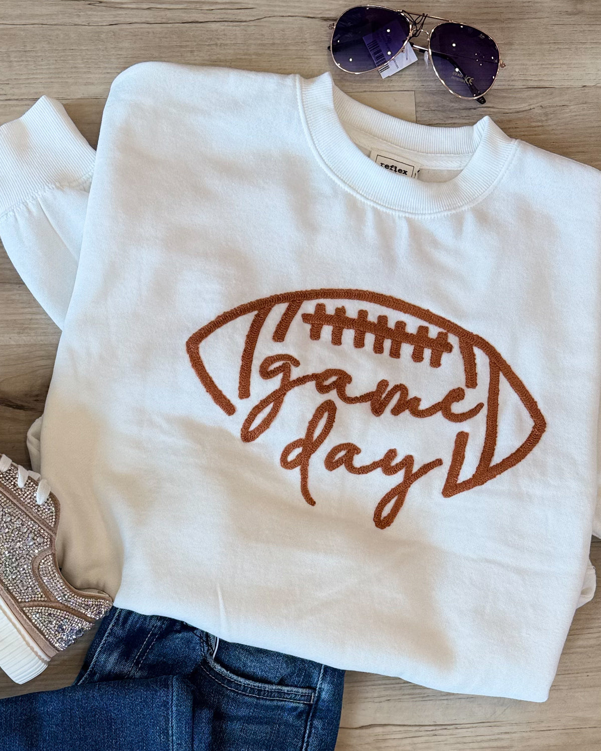 Ivory Fleece Relaxed Fit Game Day Embroidery