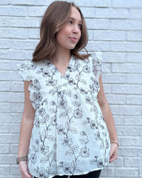 Off White Womens Botanical Embroidered V-Neck