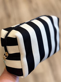 Essential Stripe Cosmetic Bag-Black/Ivory