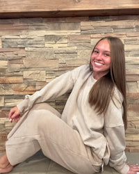 Ash Mocha Acid Wash Fleece Palazzo Pants
