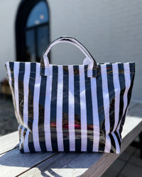 Glossy Striped Vinyl Large Tote Bag