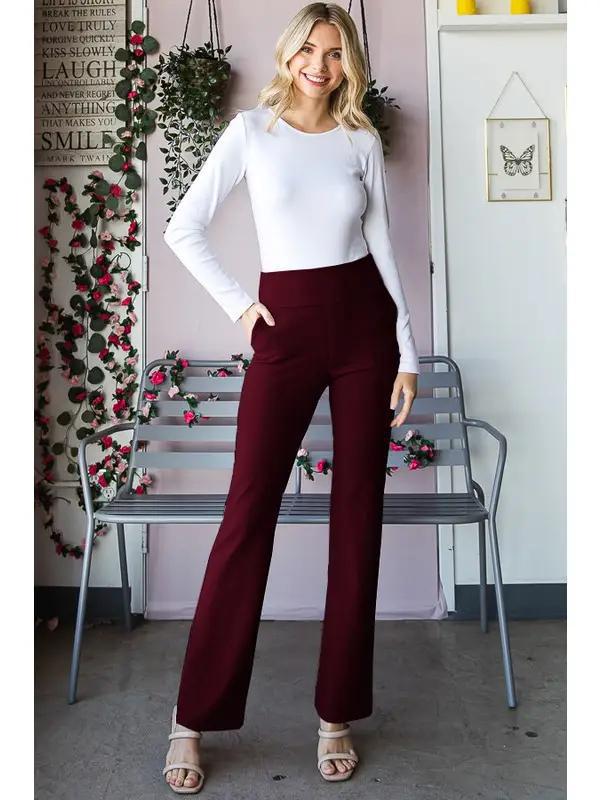Flare Pants w/ Pockets - Wine
