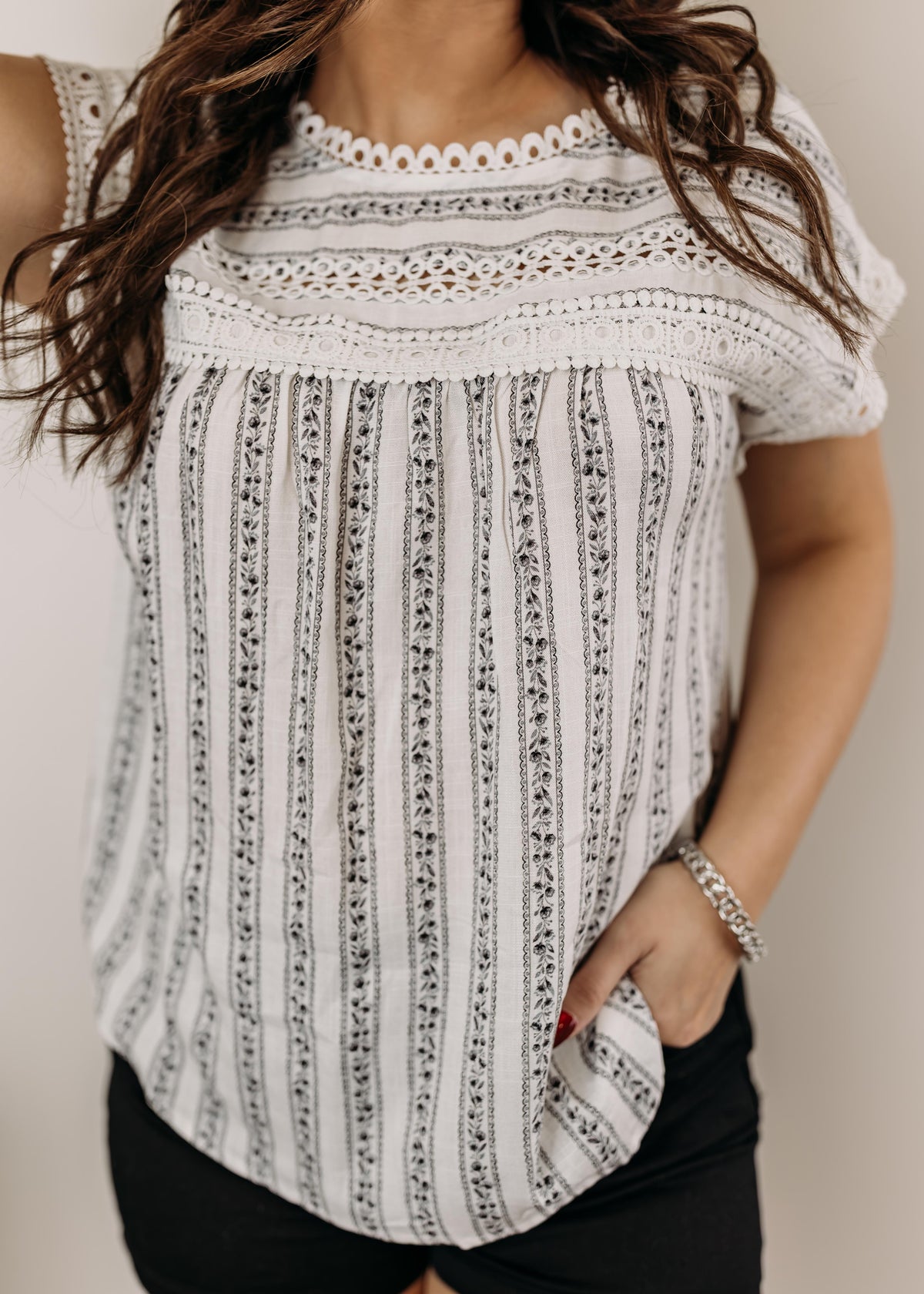 Stripe Floral Batwing Top