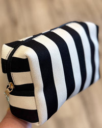 Essential Stripe Cosmetic Bag-Black/Ivory