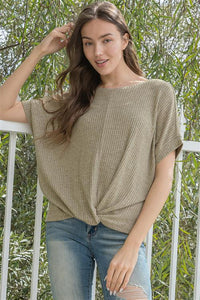 Dolman Twisted Hem Short Sleeve