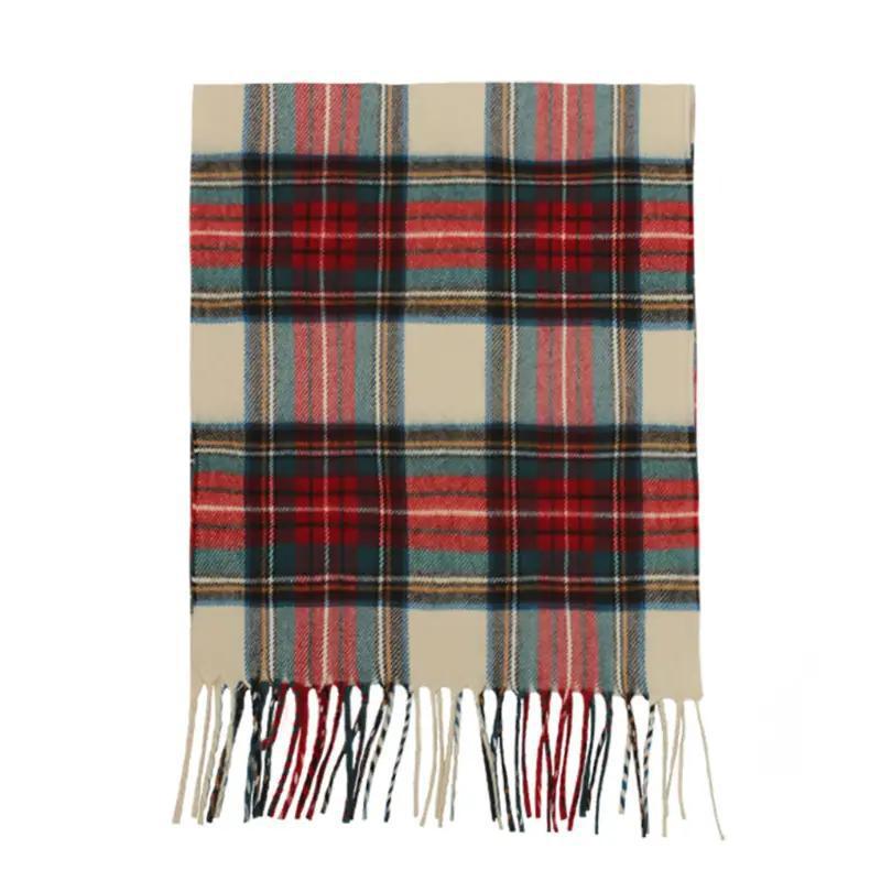 Plaid Cashmere Scarf - Ivory