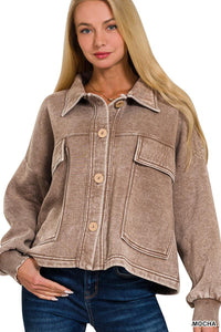 Acid Washed Cropped Shacket