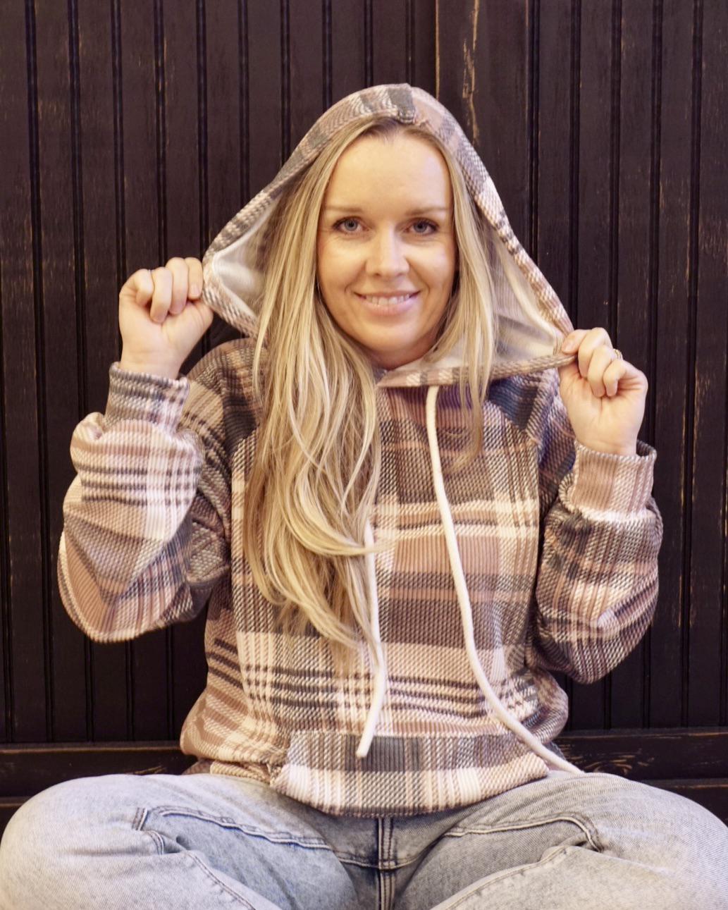 Plaid Knit Hoodie