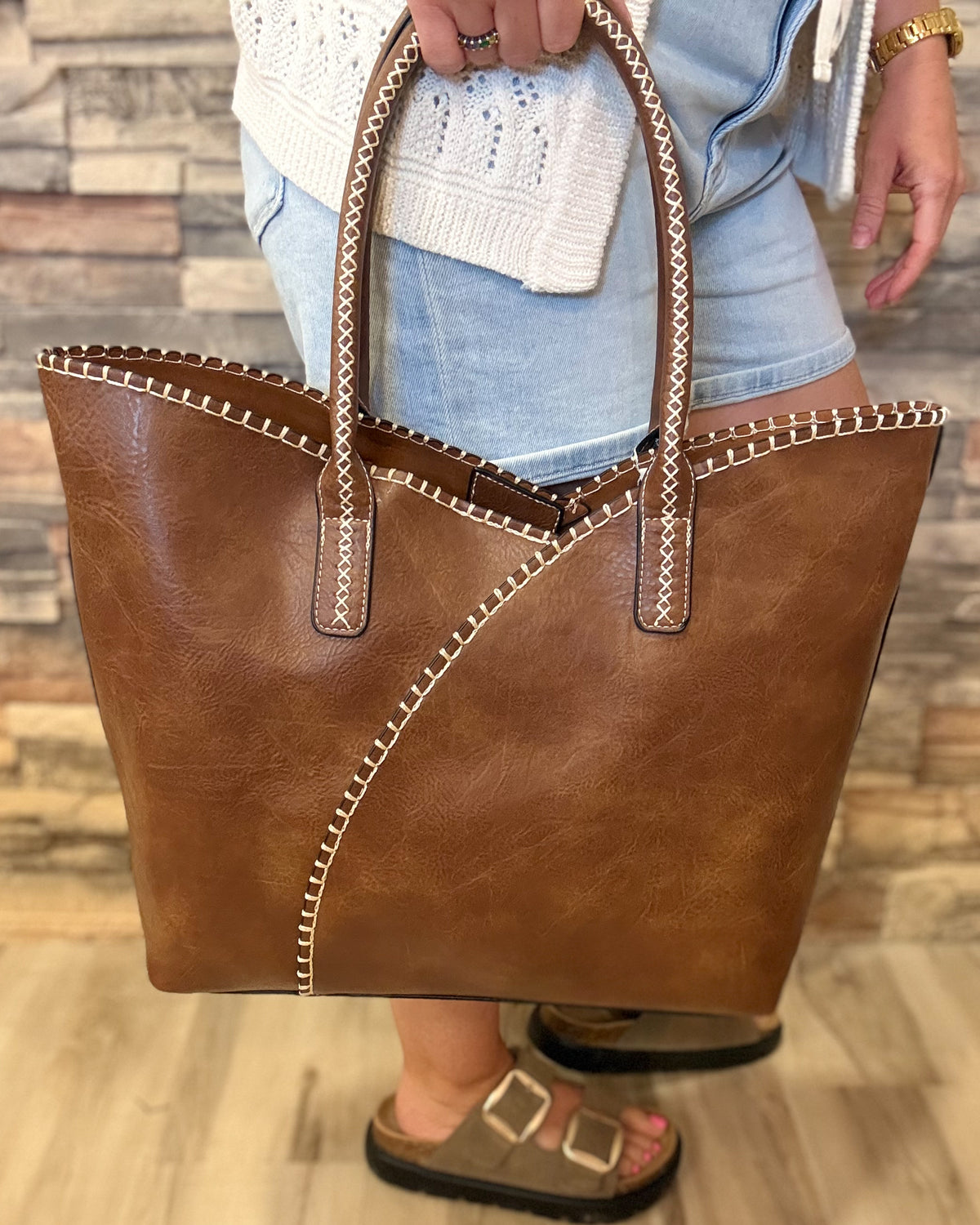 Coffee Detail Shoulder/Tote Set Bag