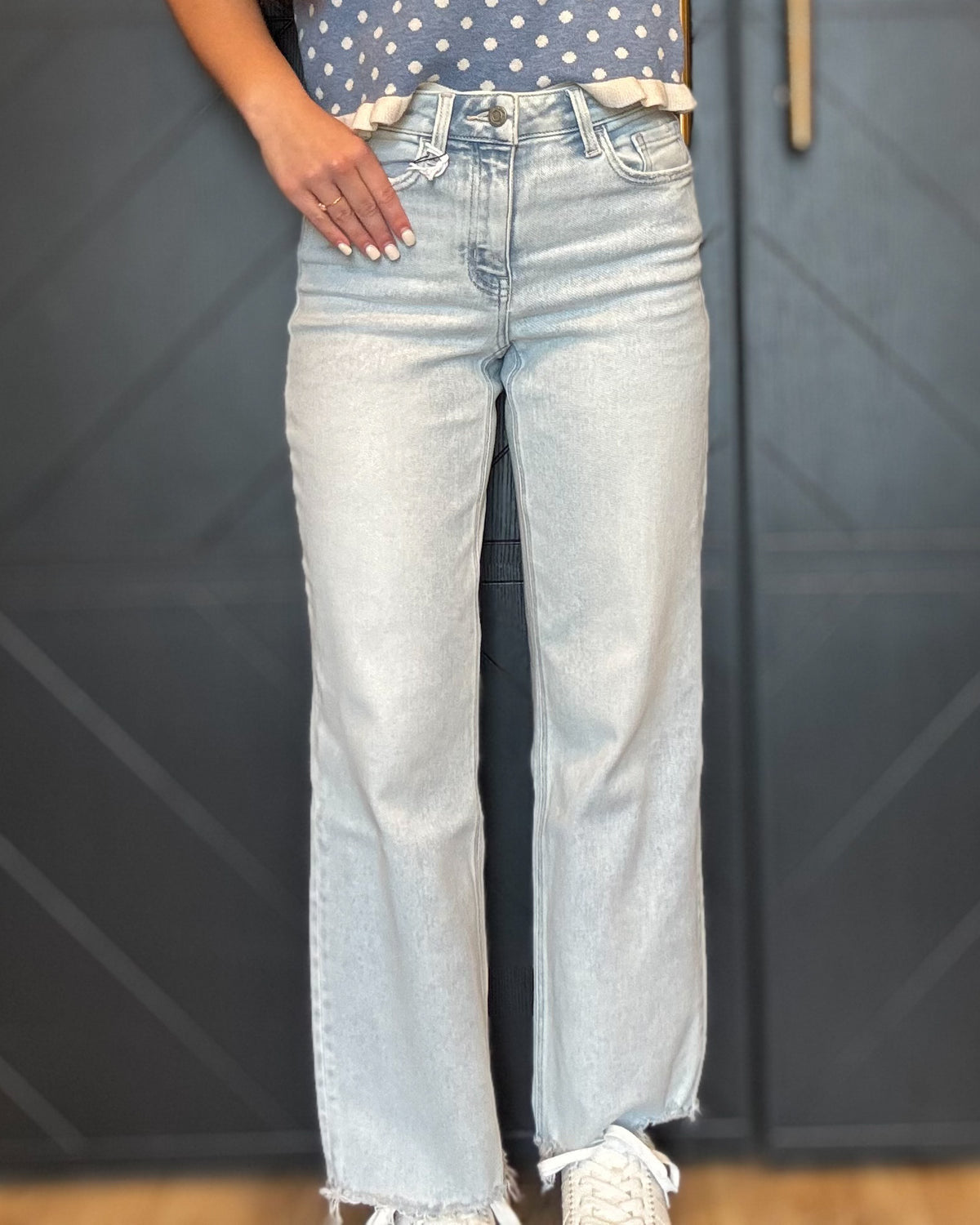Aileeah-High Rise Slim Wide Jeans