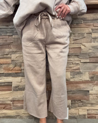 Ash Mocha Acid Wash Fleece Palazzo Pants