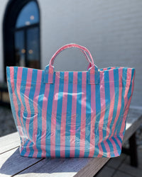 Glossy Striped Vinyl Large Tote Bag
