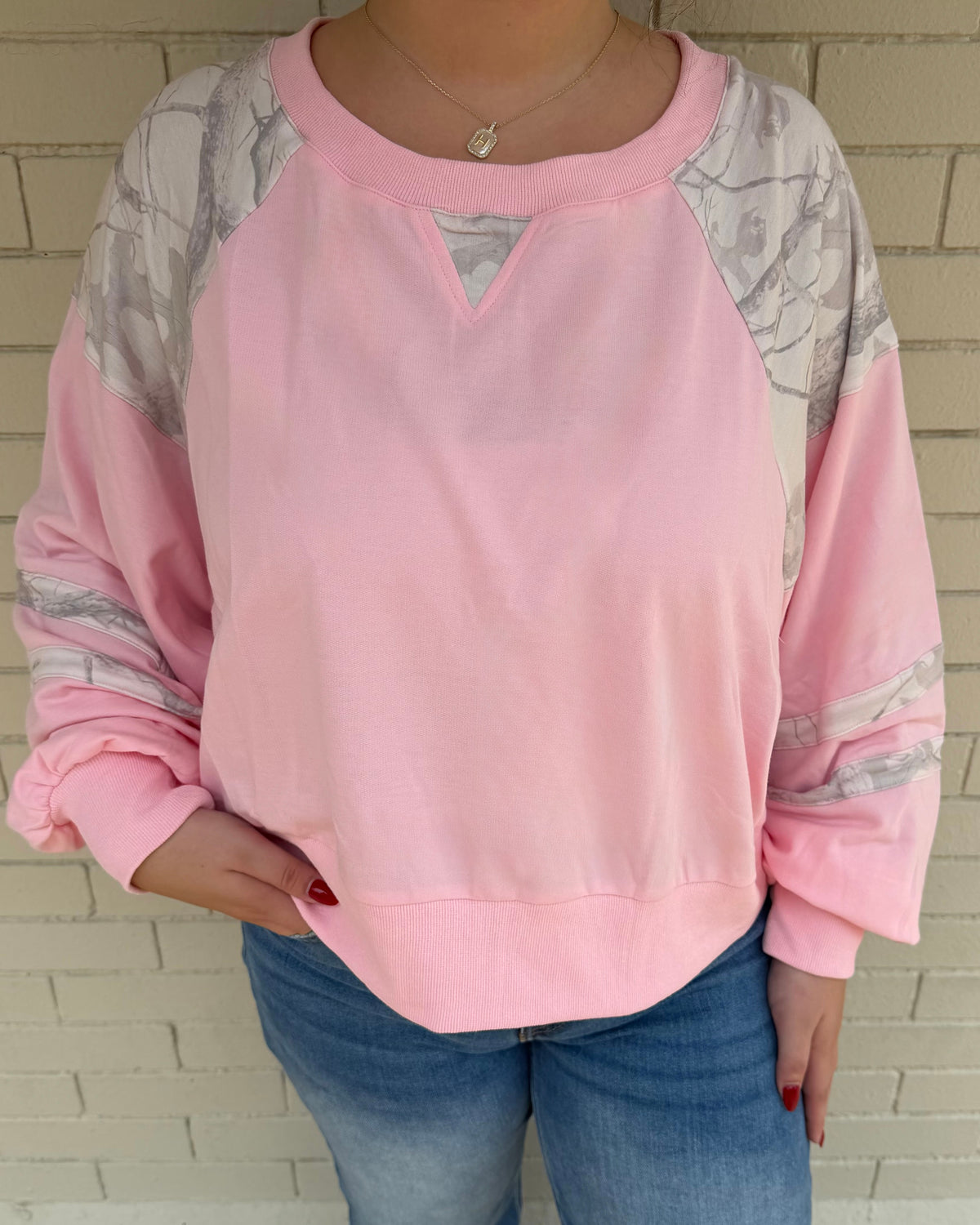 Pink Combo Pullover Sweatshirt