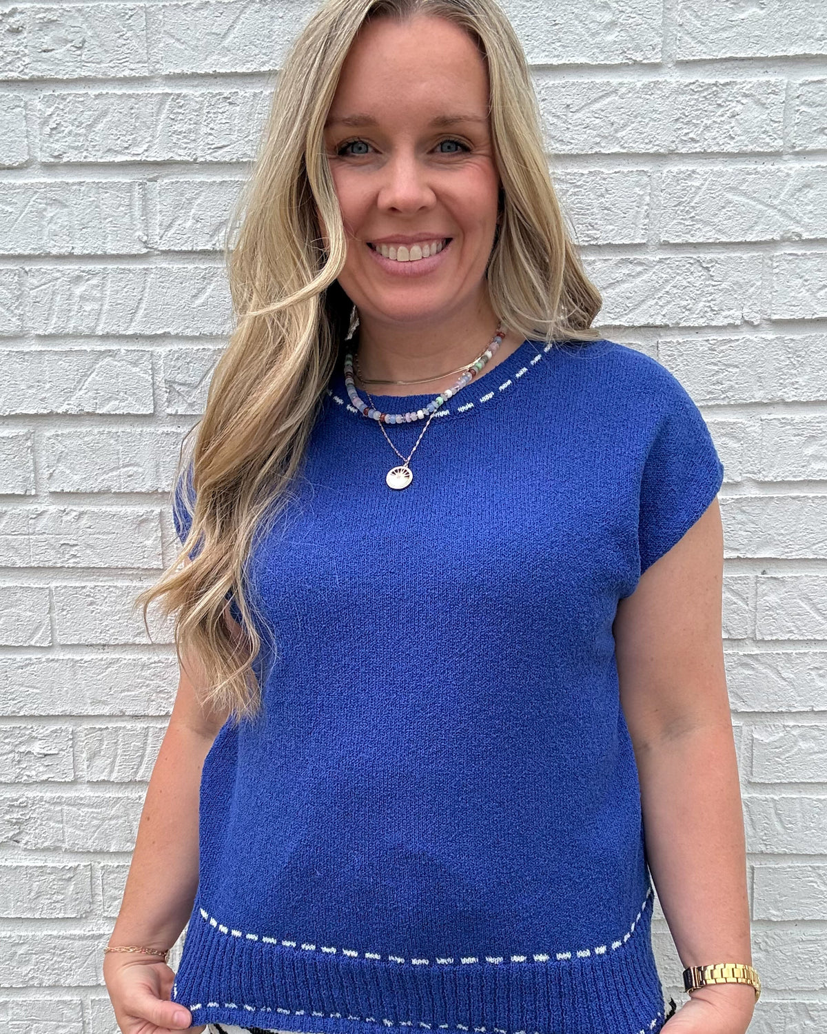 Stitch Detailed Sweater- Royal Blue