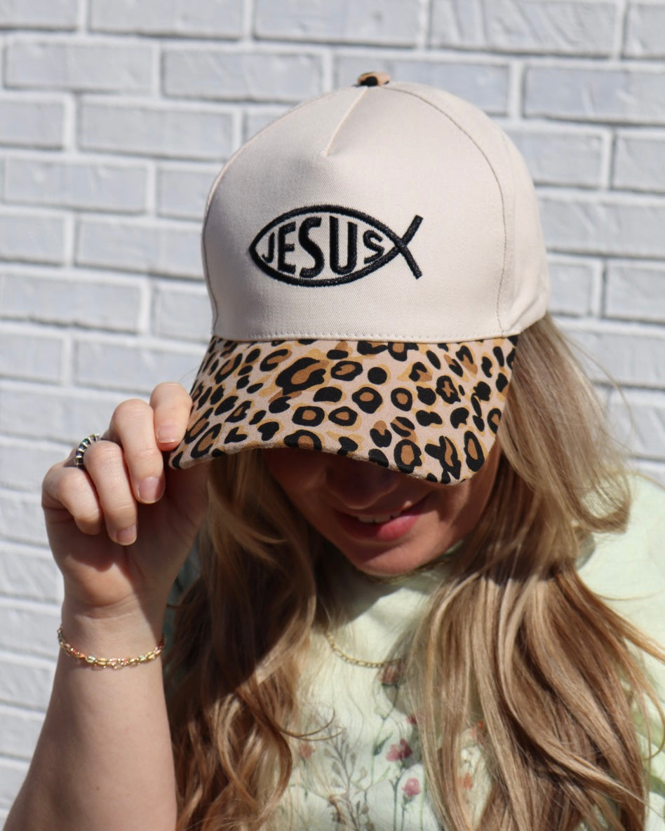 Jesus Two Tone Hat-Leopard Jesus Ichthys