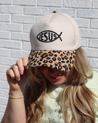 Jesus Two Tone Hat-Leopard Jesus Ichthys