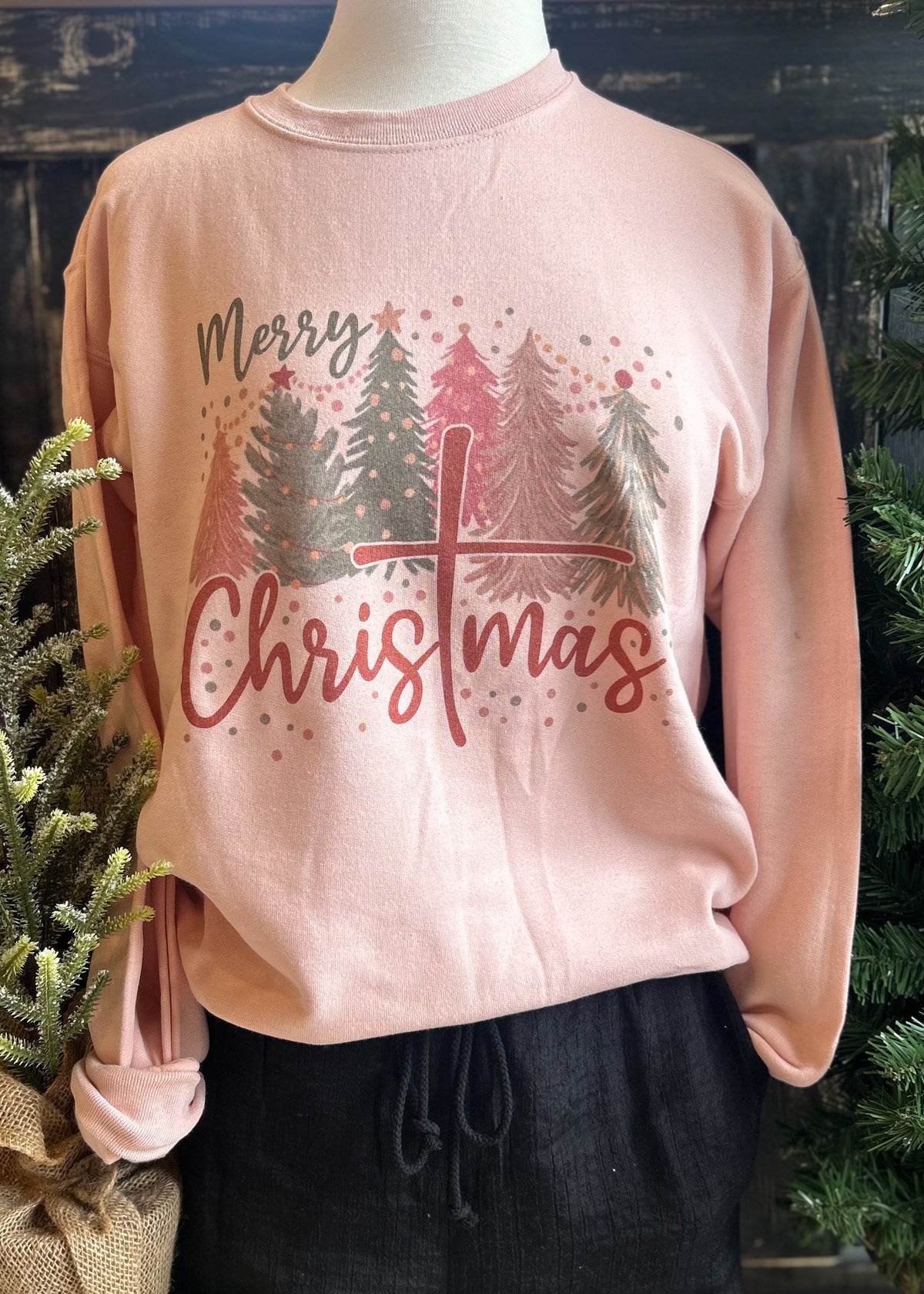 Pink Merry Christmas Crewneck