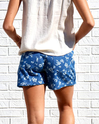 Floral Garment Washed Skort - Light Blue