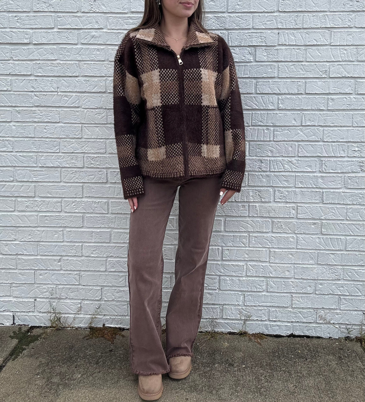 Mahogany Acid Washed Frayed Cutoff Hem Straight Wide Pants