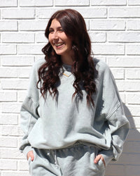 Acid Washed Over Size Sweatshirt - Sage Green