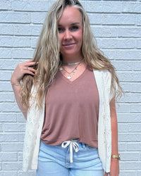Off White Crochet Knit Open Cardigan