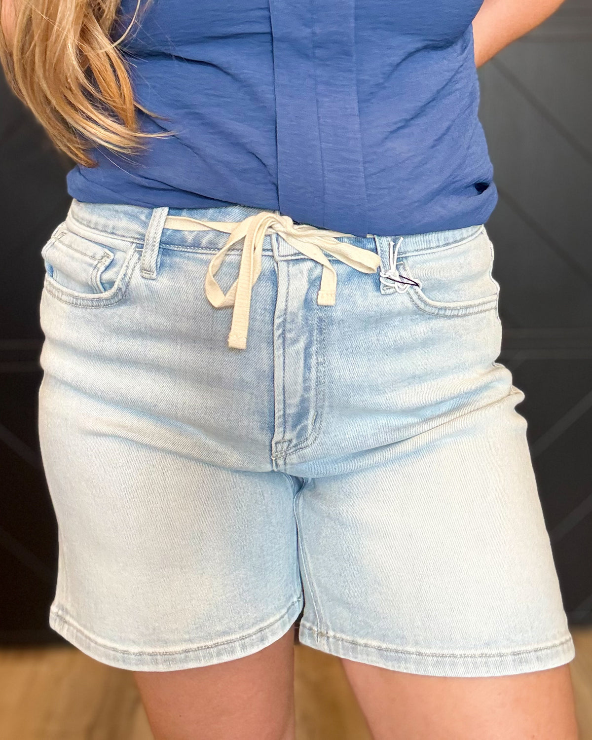 Vintage High Rise Drawstring Cuffed Shorts