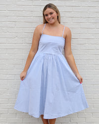 Striped spaghetti strap dress-blue