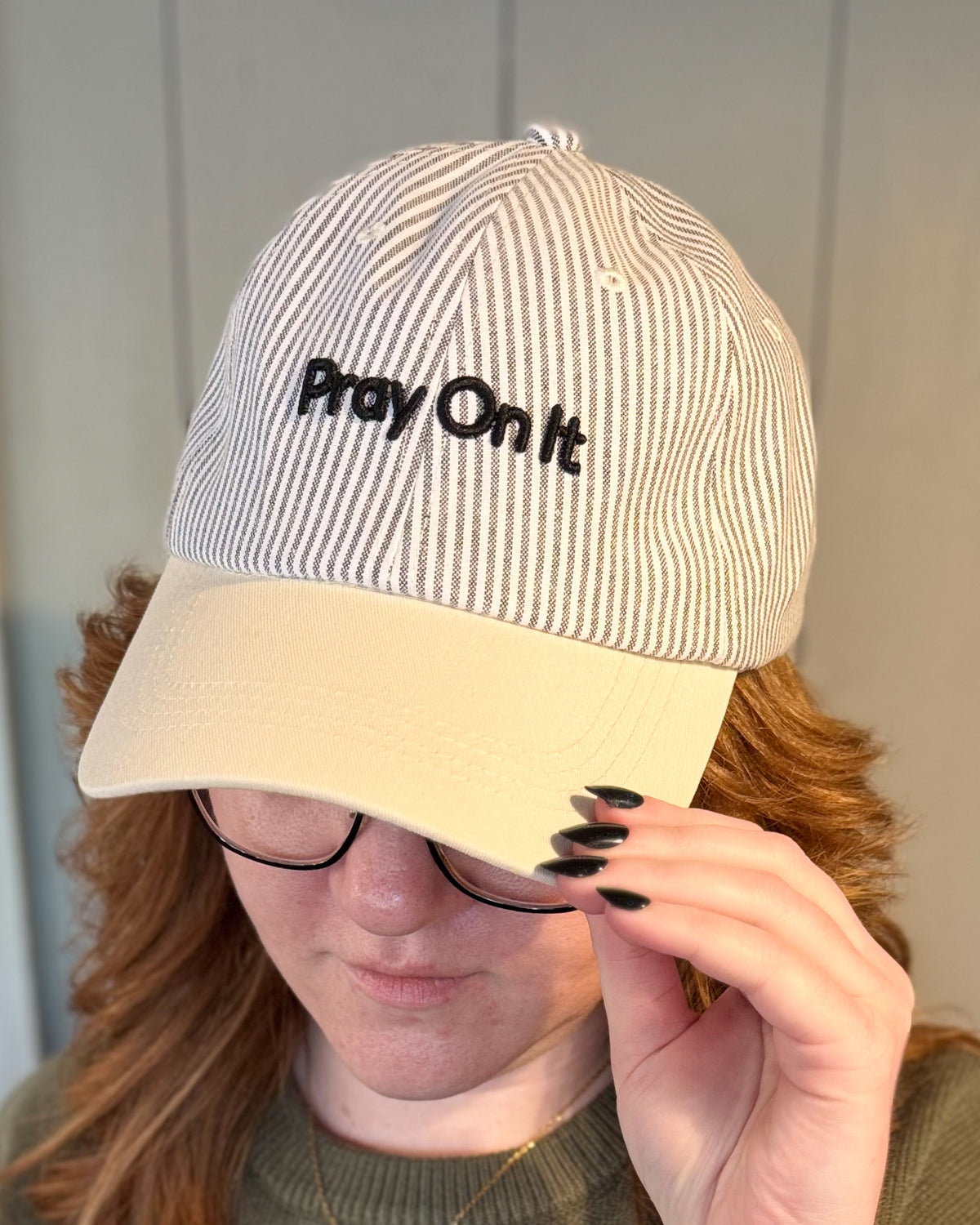 Pray On It- Black Stripe Hat