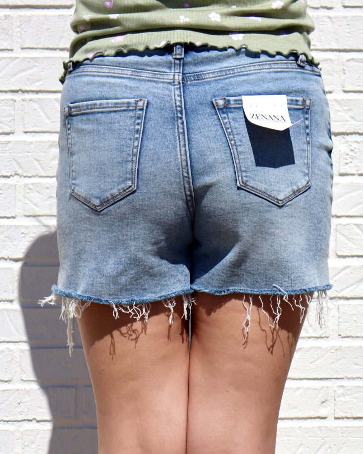 Distressed Denim Shorts- Medium