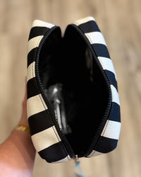 Essential Stripe Cosmetic Bag-Black/Ivory
