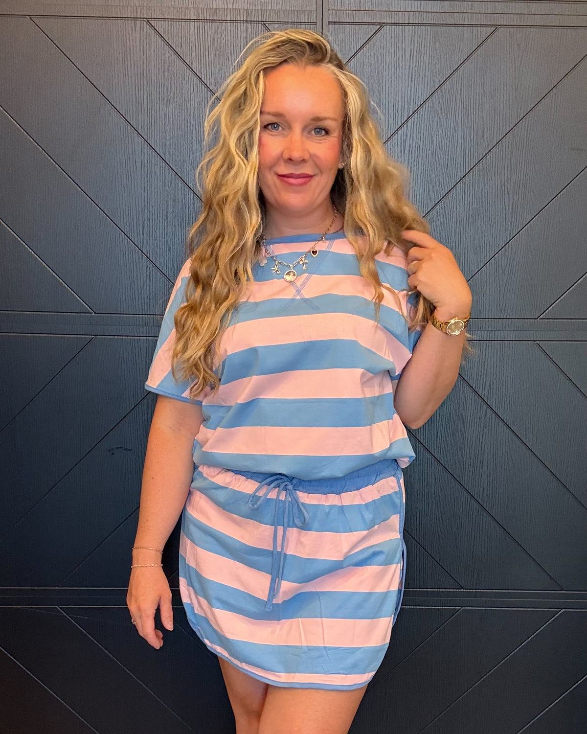 Pink Stripe Dolman Tee/Drawstring Skort