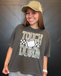 Touchdown Camo-Pepper Cropped Tee