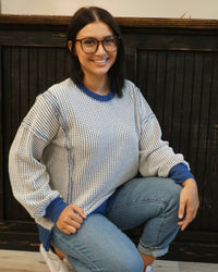Oversized Waffle Top - Navy