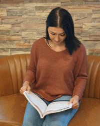 Roll Cuff Dolman Sweater - Wine