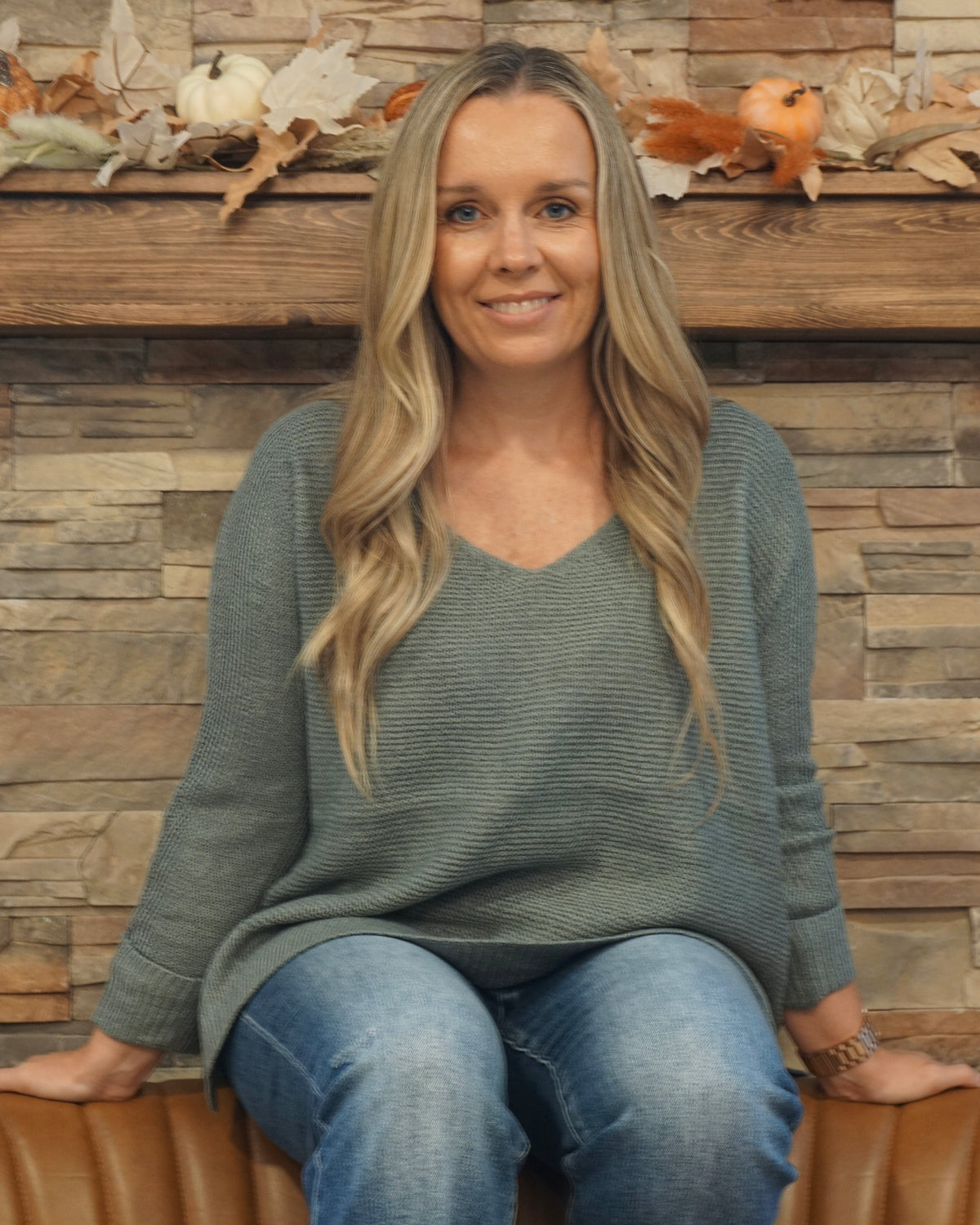 Roll Cuff Dolman Sweater - Dusty Teal