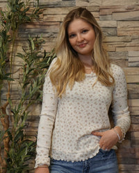 Floral Printed Fitted Knit Top - Blush