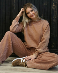 Acid Wash Sweatpants - Rust